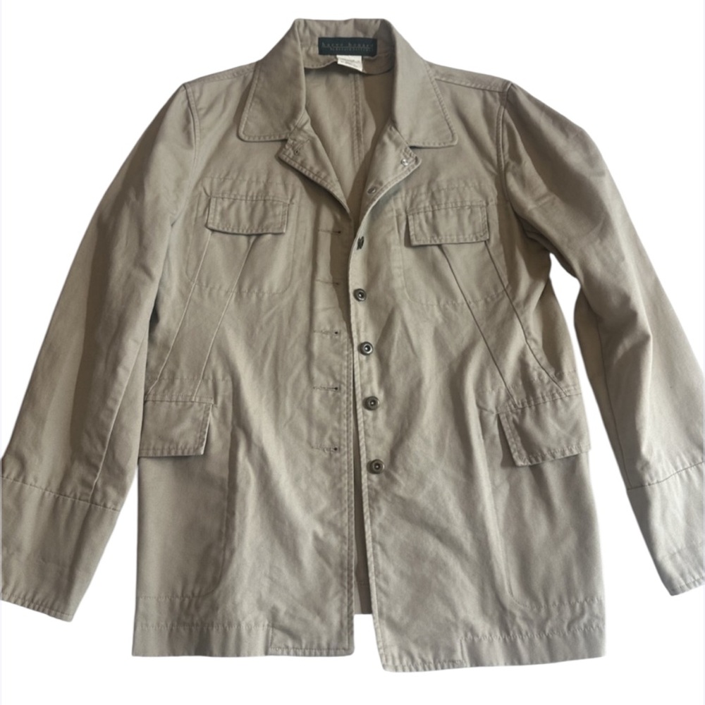 Harve Benard Womens Beige Long Sleeve Button Front Utility Jacket Size‎ 10